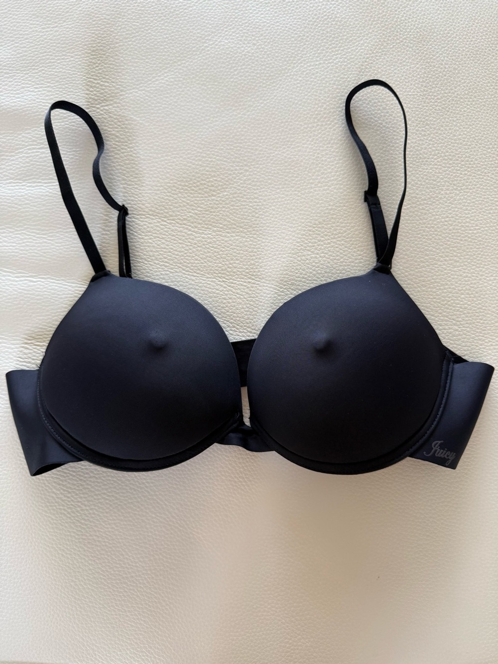 Juicy Couture Black Push Up Nipple Bra Underwire, Adjustable Straps